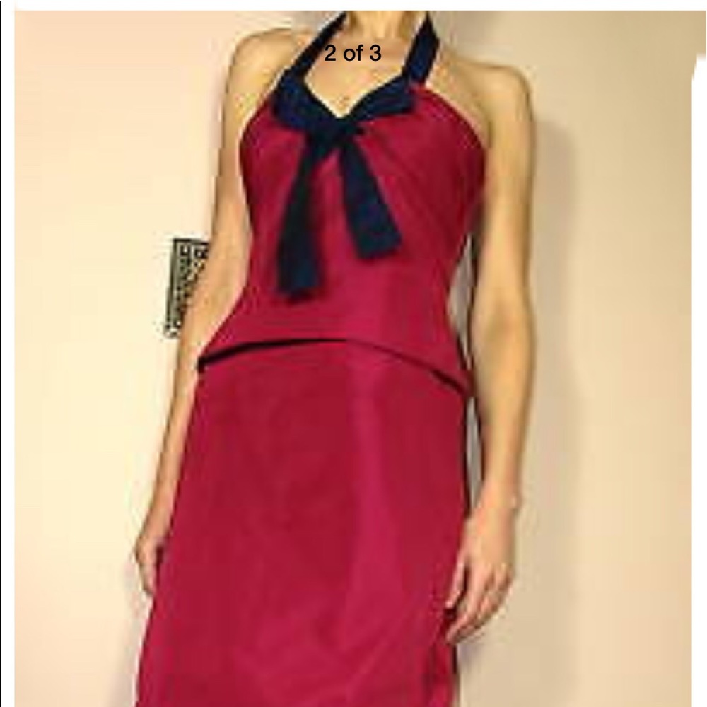 MaxMara Magenta Corset Midi Dress Halter Bow Y2K Vintage New - Picture 3 of 4